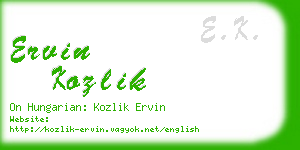 ervin kozlik business card